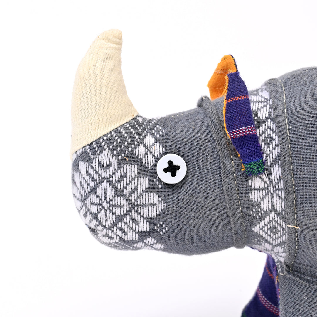 Handcrafted One-Horned Rhino Toy | Ecofriendly Plush, 8.5"