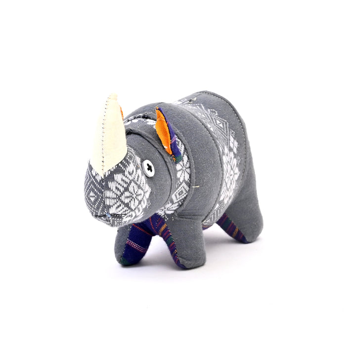 Handcrafted One-Horned Rhino Toy | Ecofriendly Plush, 8.5"