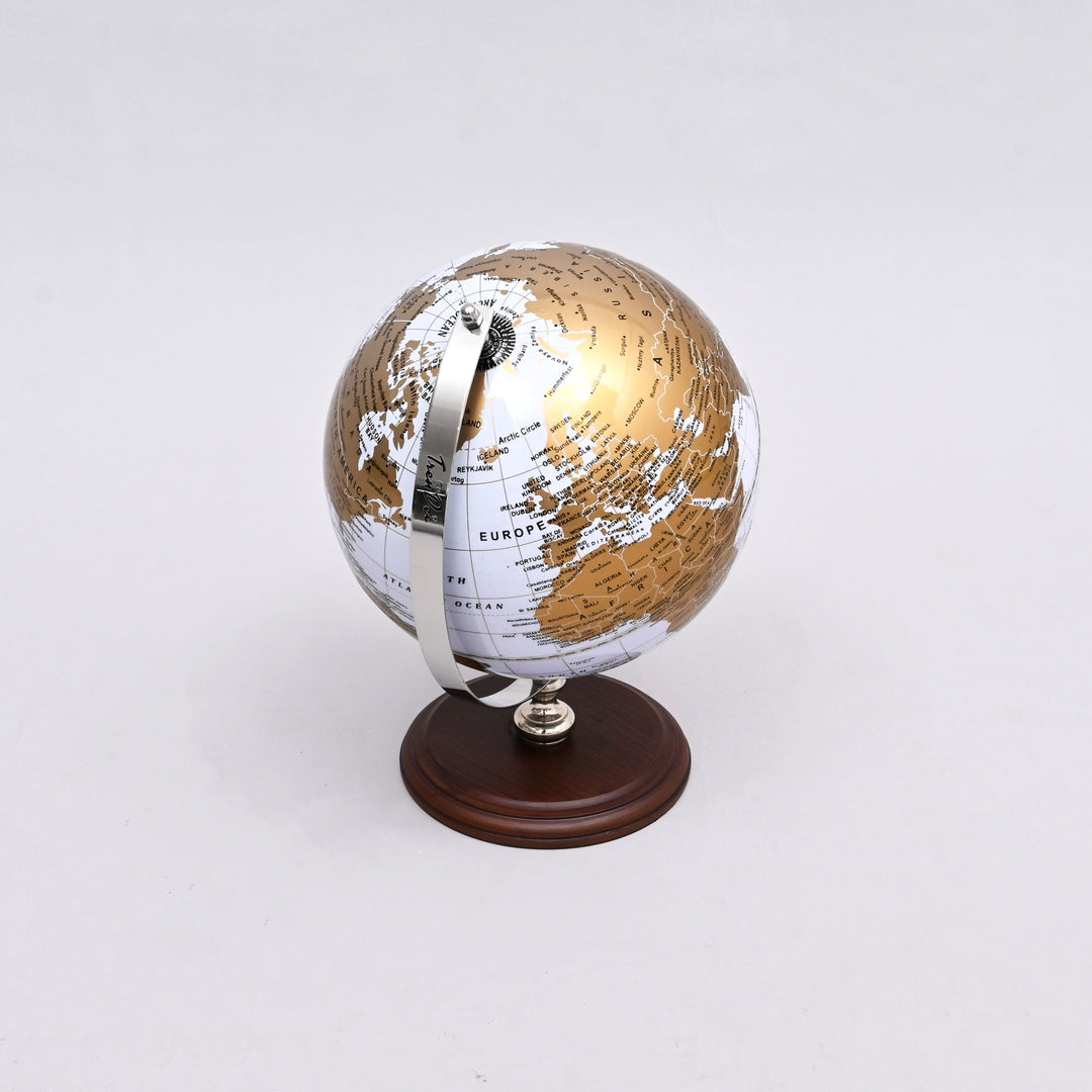 Tabletop Decorative World Globe on Wood Base-11"