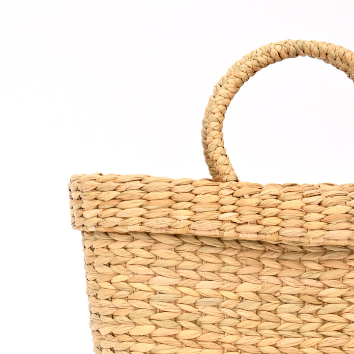 Artisan Water Reed Basket | Handwoven Tote for Storage & Decor
