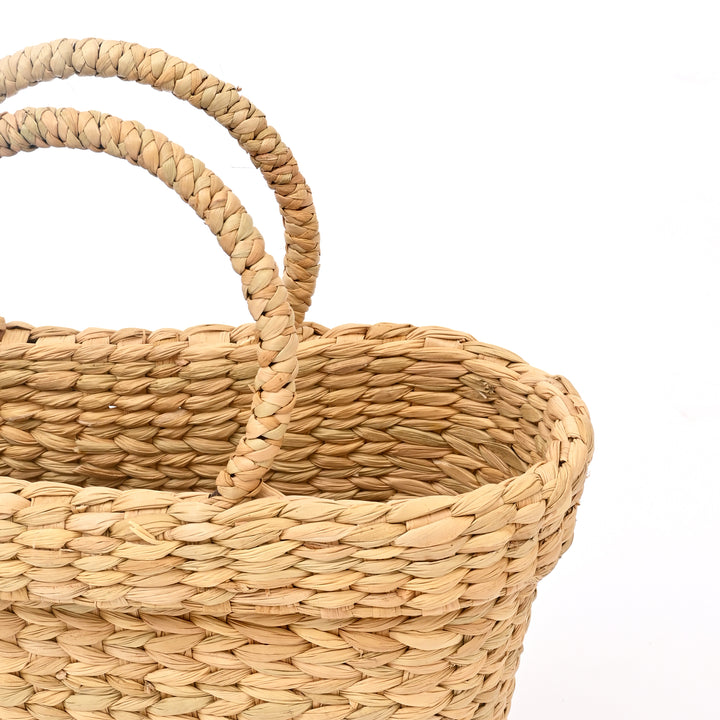 Artisan Water Reed Basket | Handwoven Tote for Storage & Decor