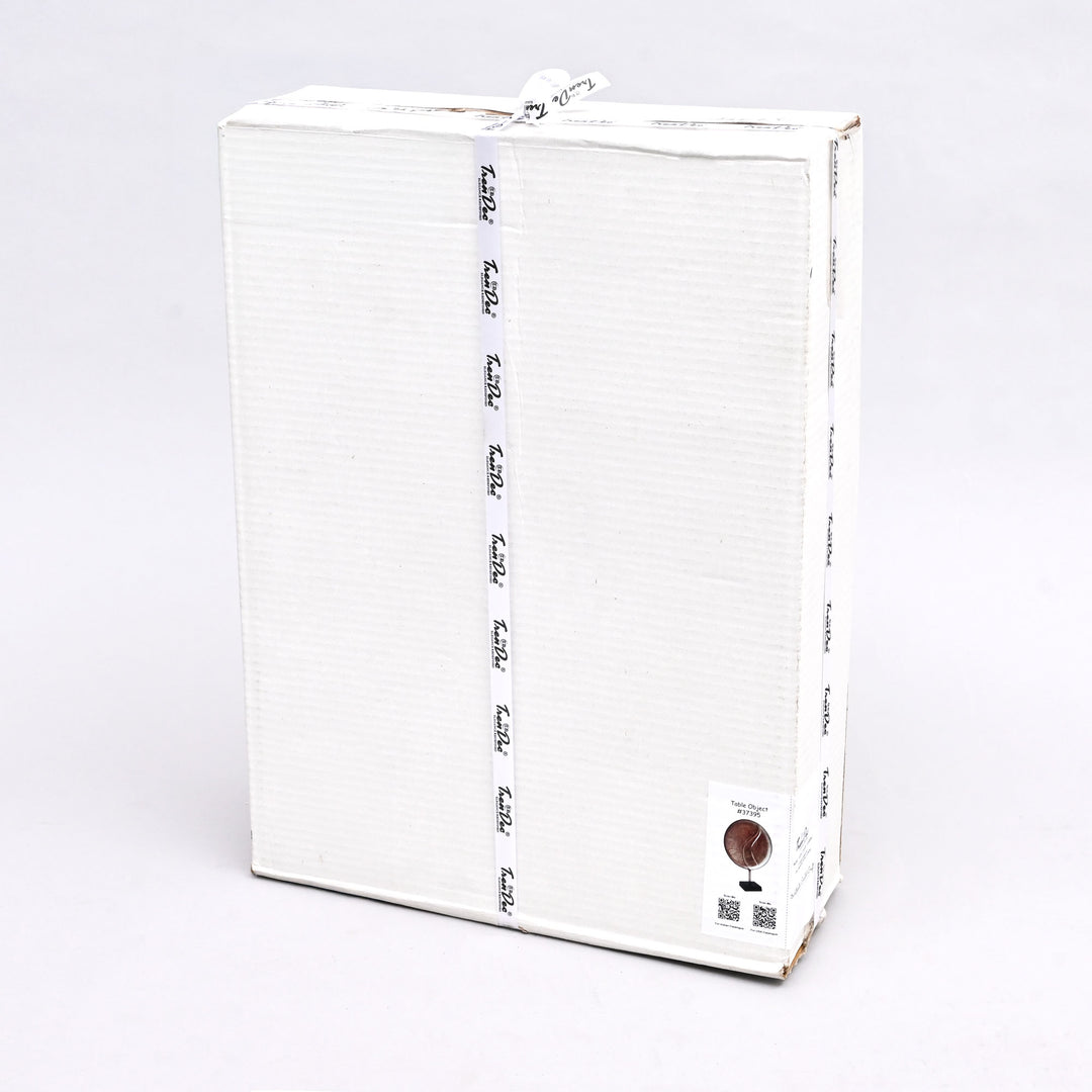 Metallic Sphere Table Accent – Aluminum Sculpture with Black Base (13.5" x 4.5" x 17")