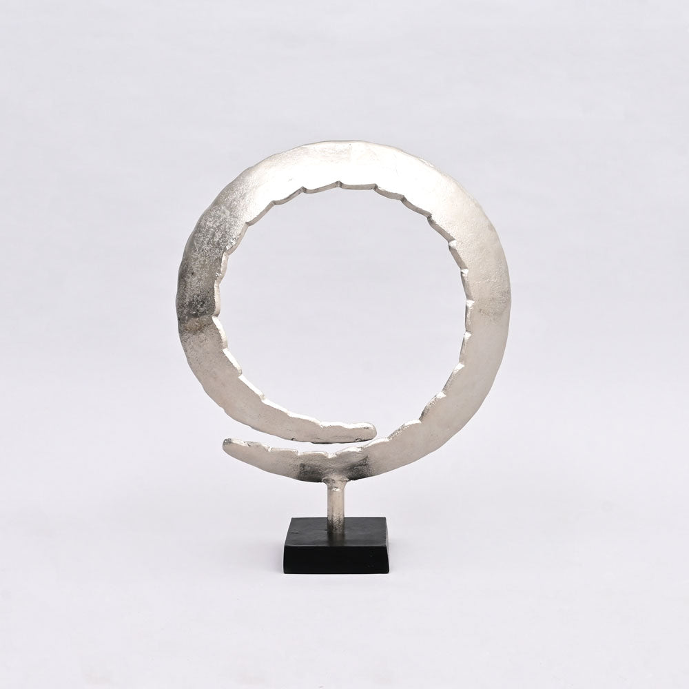 Dual Harmony Rings Sculpture – Set of 2 Modern Aluminum Art Pieces - 14"x4.5"x18"