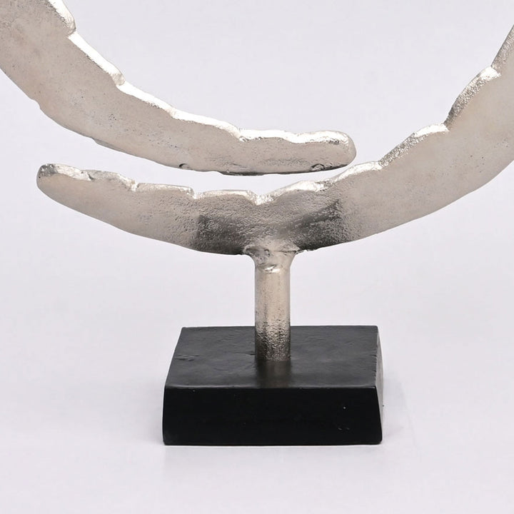 Dual Harmony Rings Sculpture – Set of 2 Modern Aluminum Art Pieces - 14"x4.5"x18"