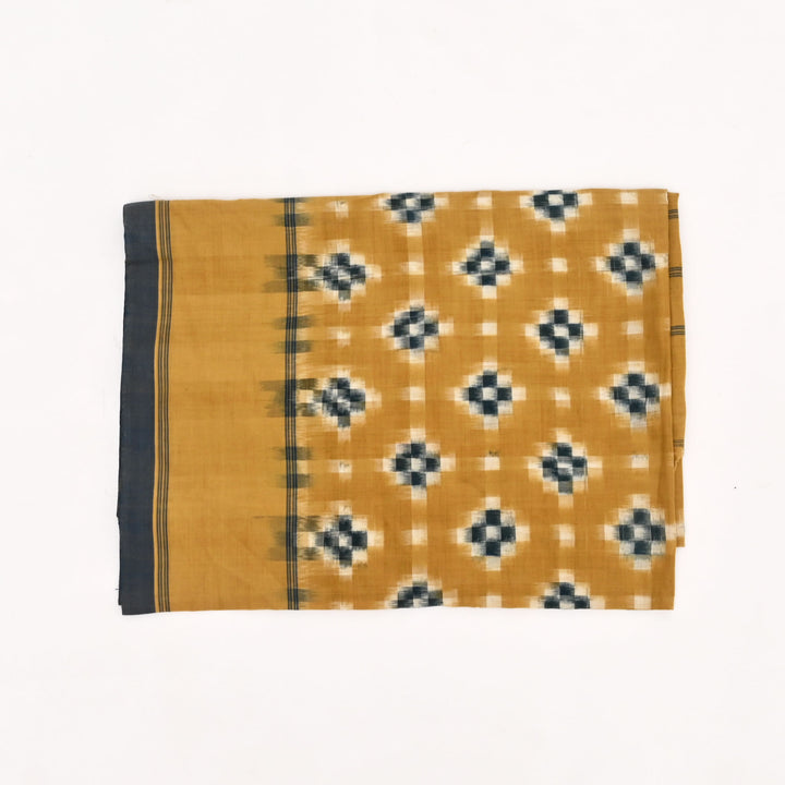 Handwoven Double Ikat Cotton Dupatta | Natural Dyes, Yellow, 98X36"