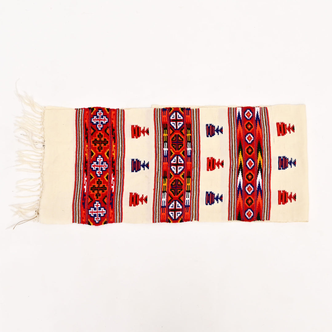 Authentic Kinnauri Wool Scarf | Handwoven Himalayan Tribal Design | 90"x14"