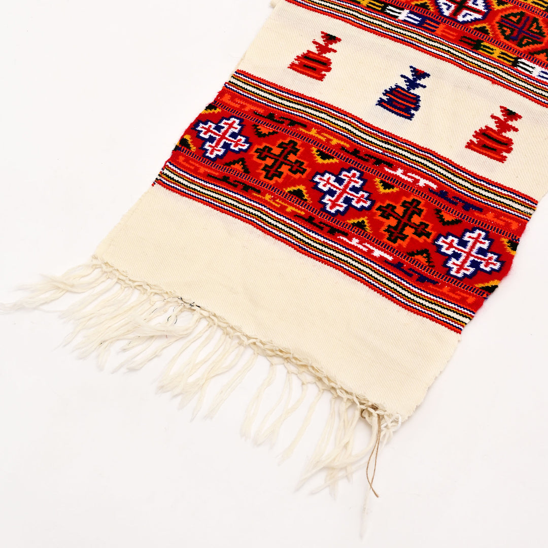 Authentic Kinnauri Wool Scarf | Handwoven Himalayan Tribal Design | 90"x14"