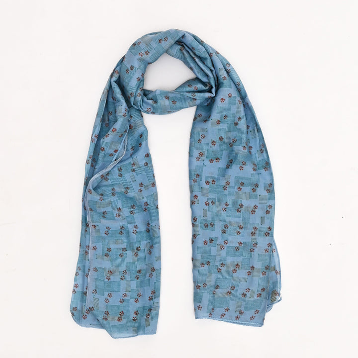 Sanganeri Handblock Printed Stole in Silk-Cotton