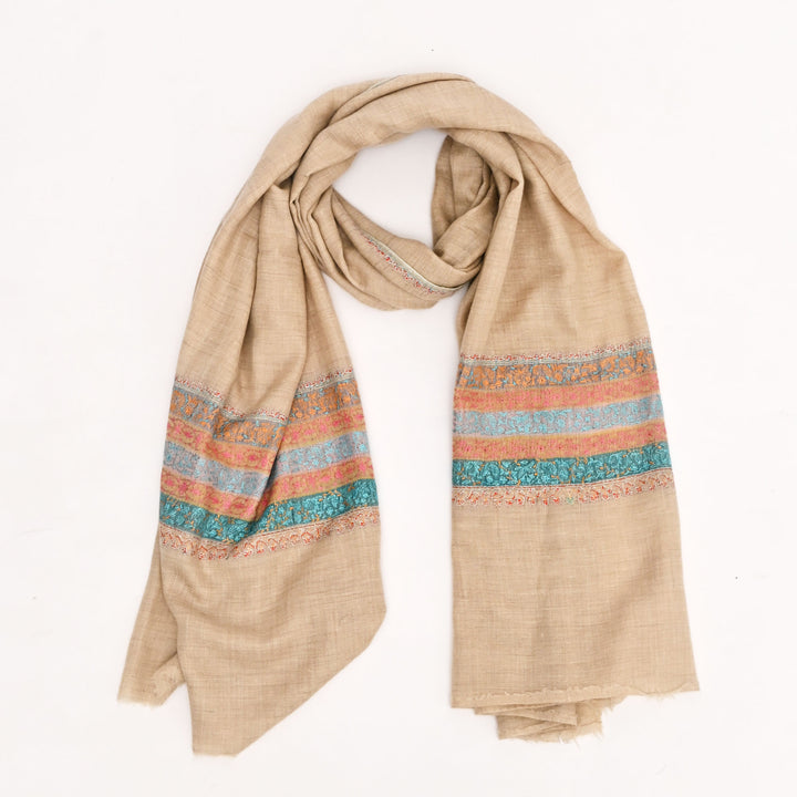 Sozni Embroidered Pashmina Shawl | Multicolor, 80"x40"