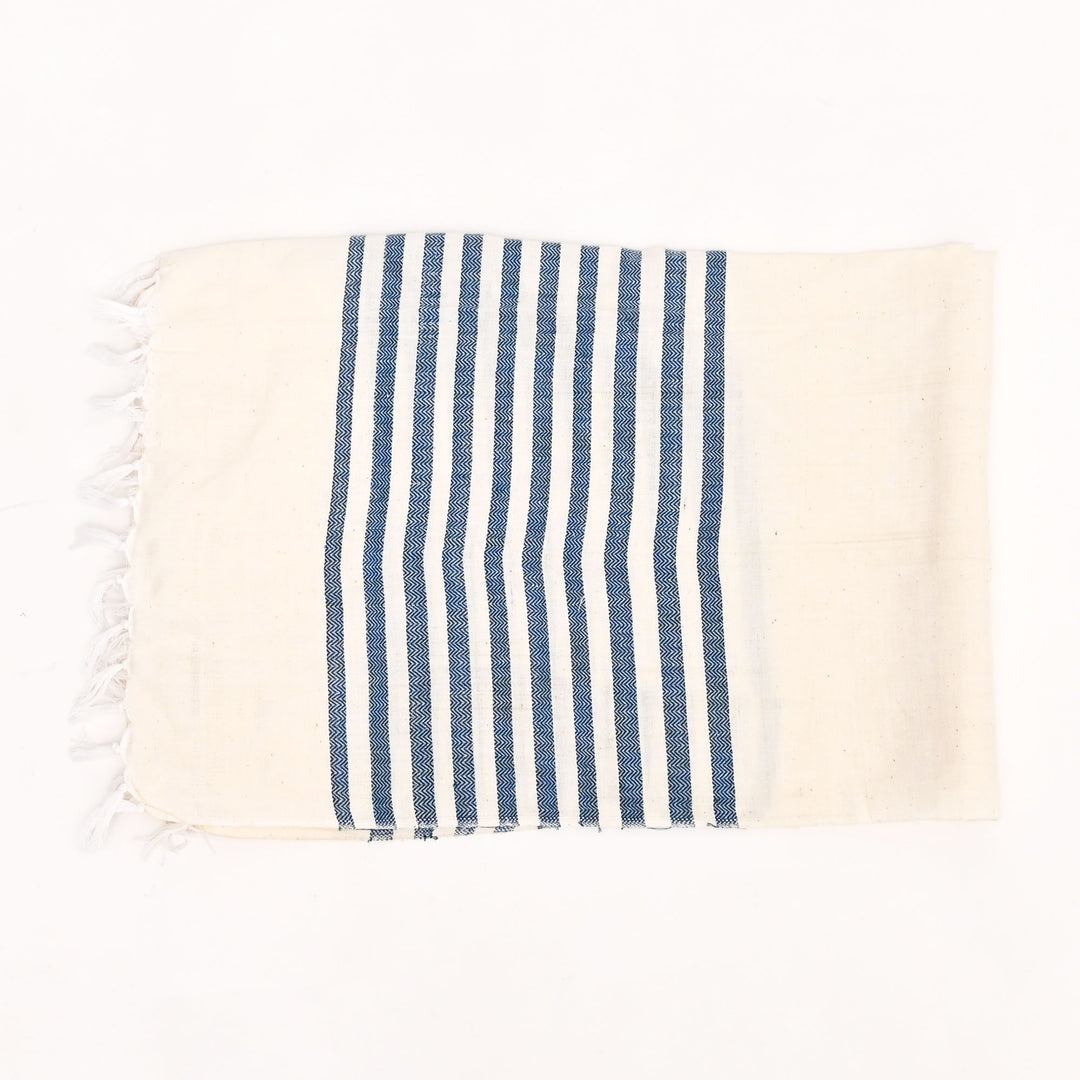 Handwoven Cotton Stole | Traditional Uttarakhand Design, 100% Cotton-80X32"