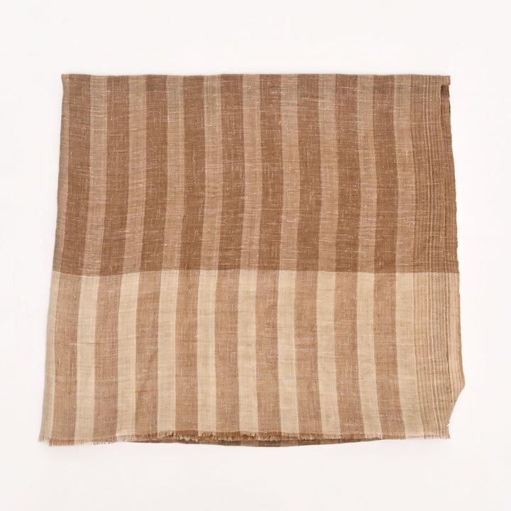 Handloom Pashmina Shawl | Natural Beige Striped Wrap 40"x80"