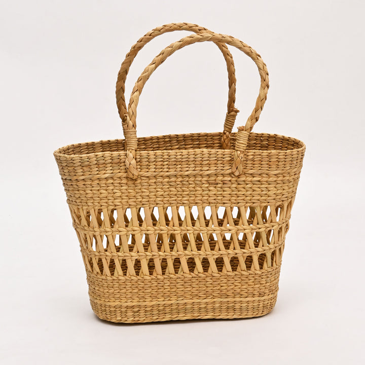 Natural Water Reed Shopping Bag | Handcrafted Jalli Basket Tote