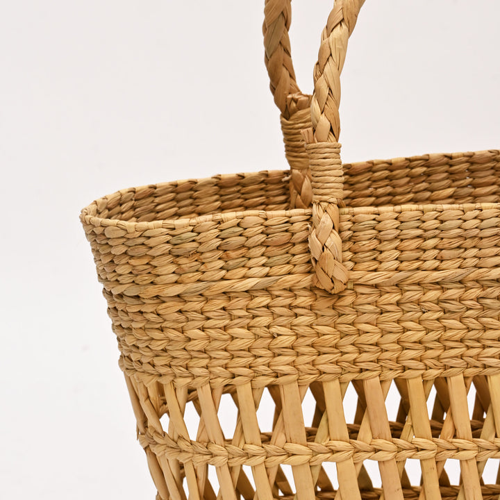 Natural Water Reed Shopping Bag | Handcrafted Jalli Basket Tote