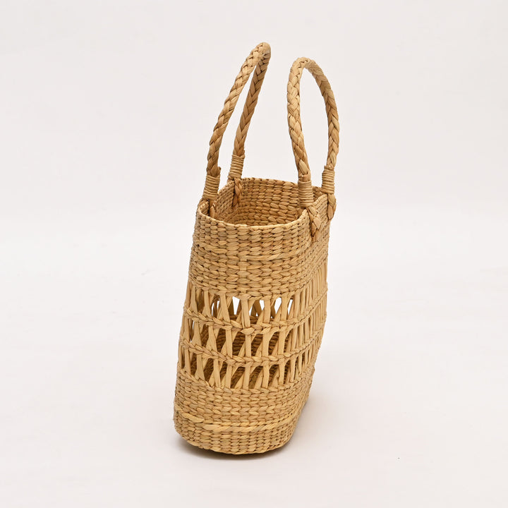 Natural Water Reed Shopping Bag | Handcrafted Jalli Basket Tote