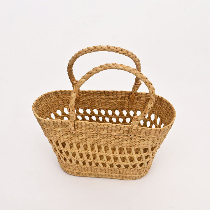 Natural Water Reed Shopping Bag | Handcrafted Jalli Basket Tote