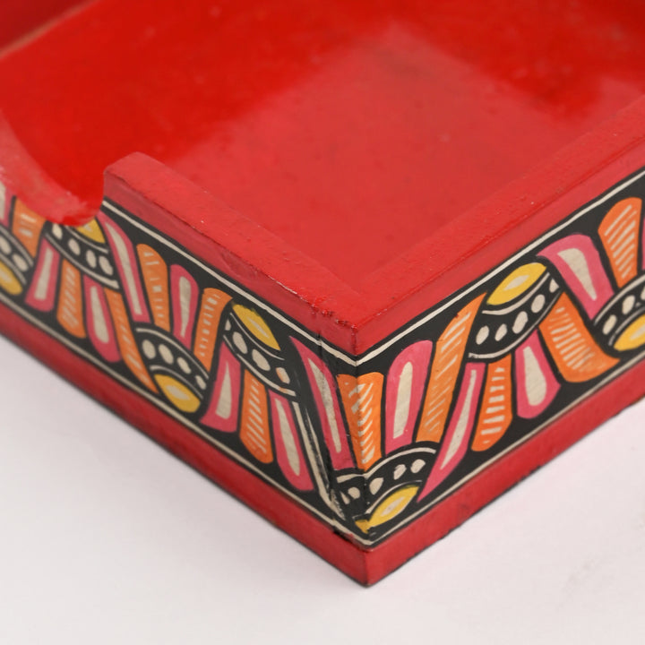 Madhubani Fish Coaster Set | 6 Handpainted MDF Coasters with Stand
