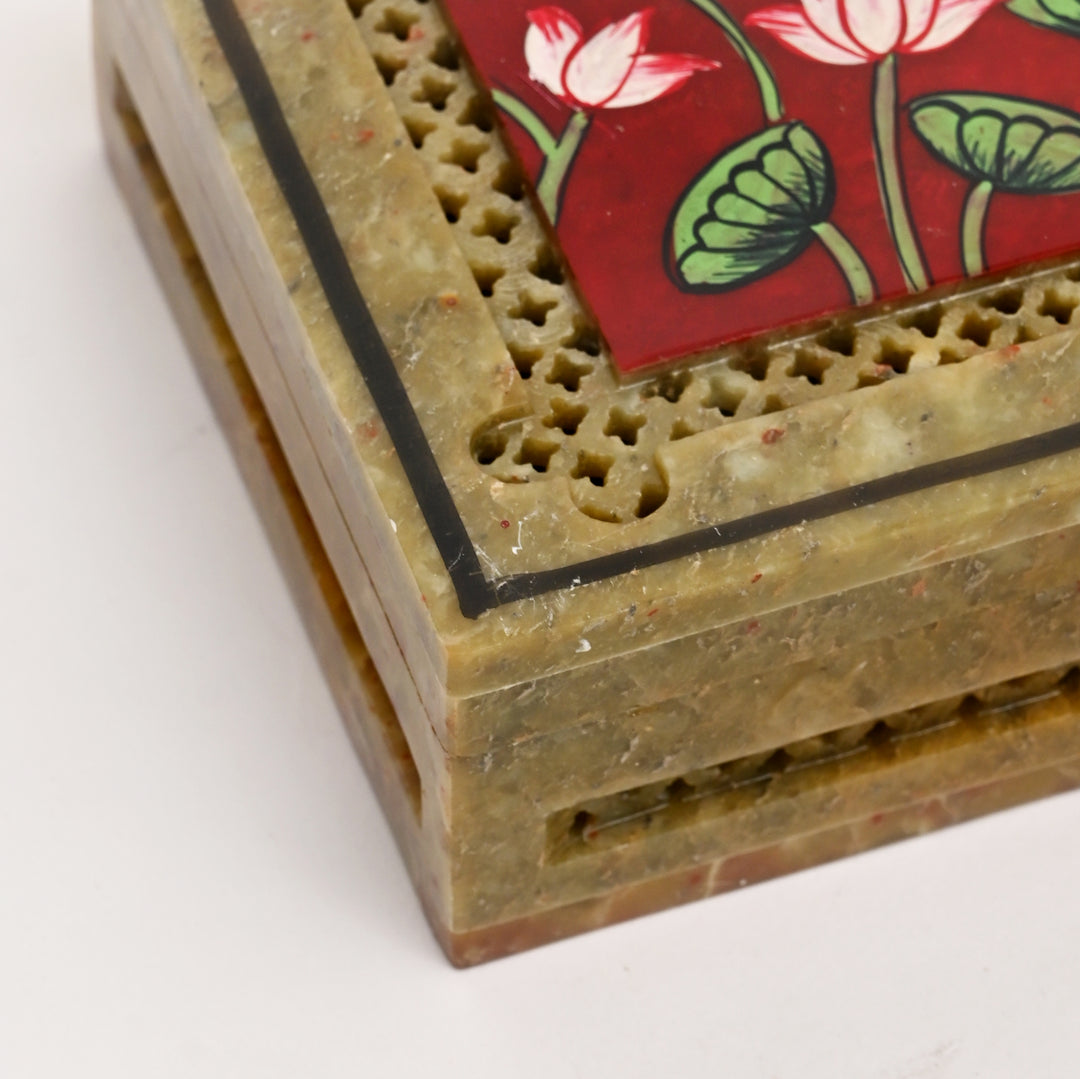 Soapstone Carved Jali Box