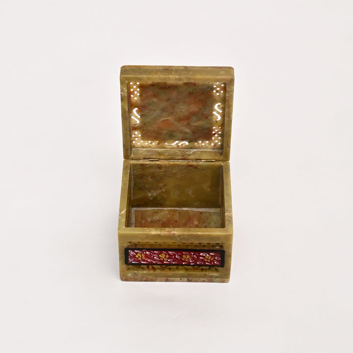 Soapstone Hand-Painted Lotus Box