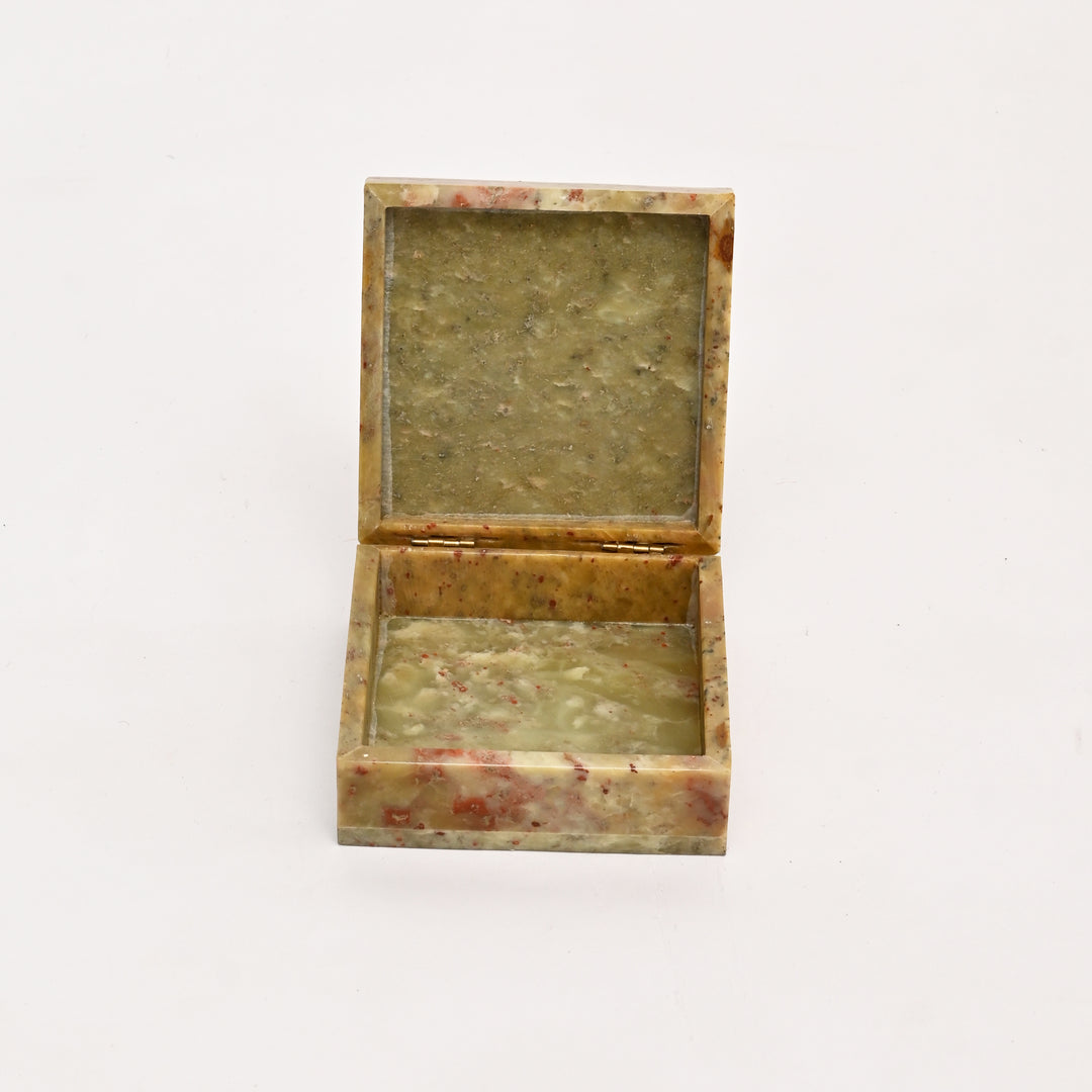 Soapstone Carved Cow & Calf Box