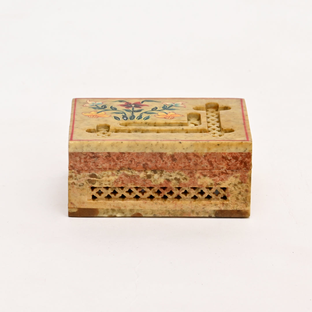 Soapstone Hand-Painted Floral Box