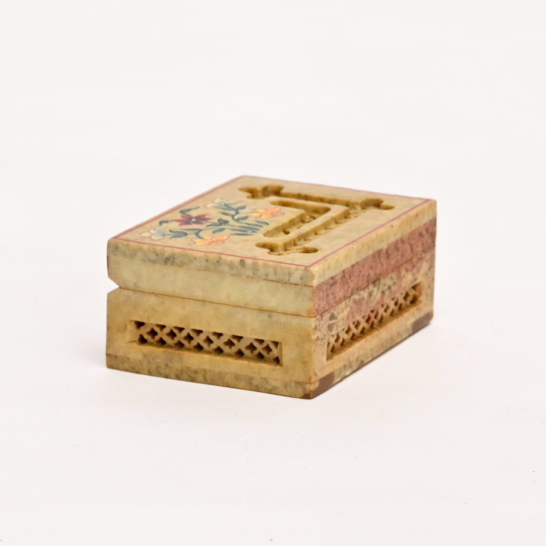 Soapstone Hand-Painted Floral Box