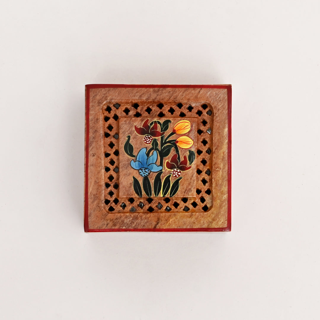 Soapstone Hand-Painted Floral Box