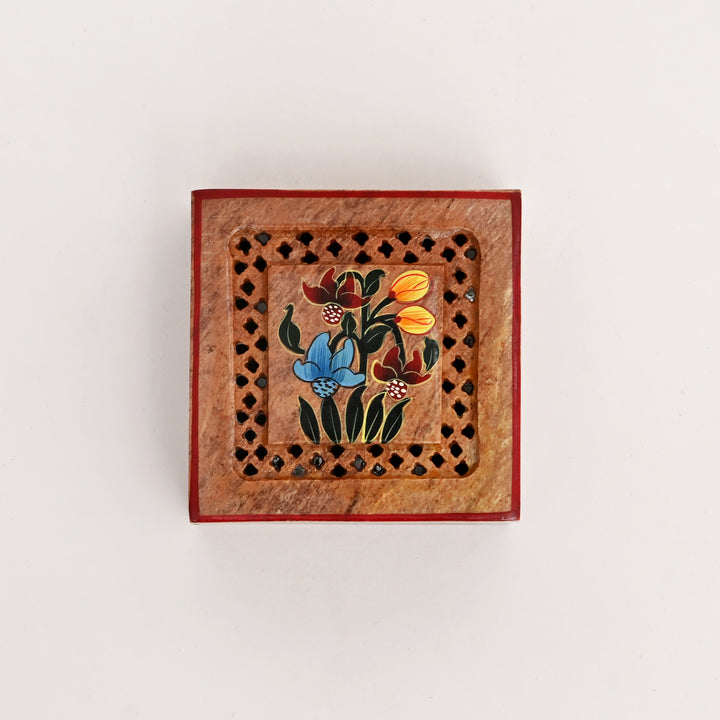 Soapstone Hand-Painted Floral Box