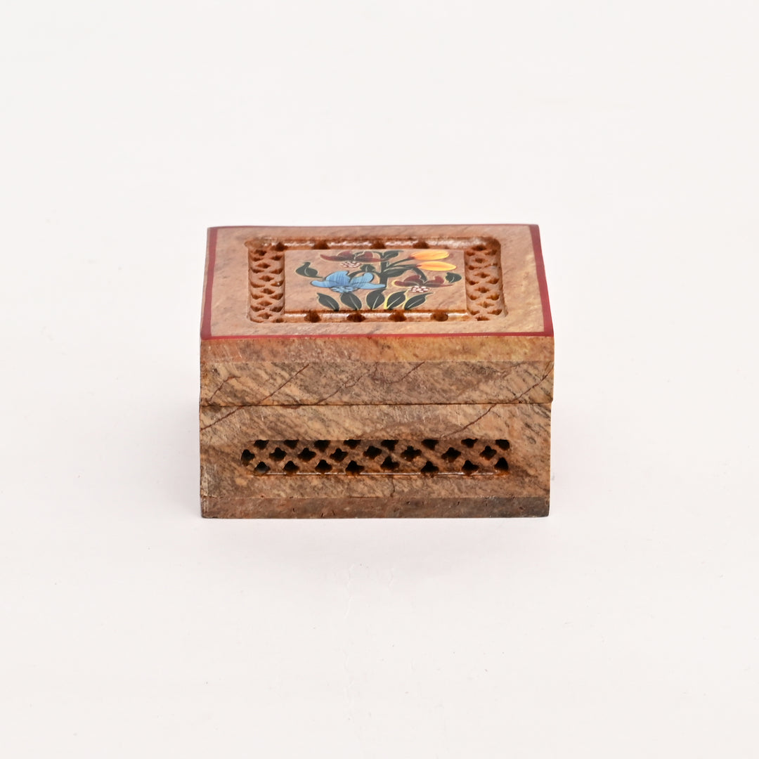 Soapstone Hand-Painted Floral Box