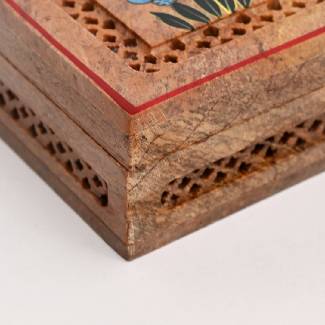 Soapstone Hand-Painted Floral Box