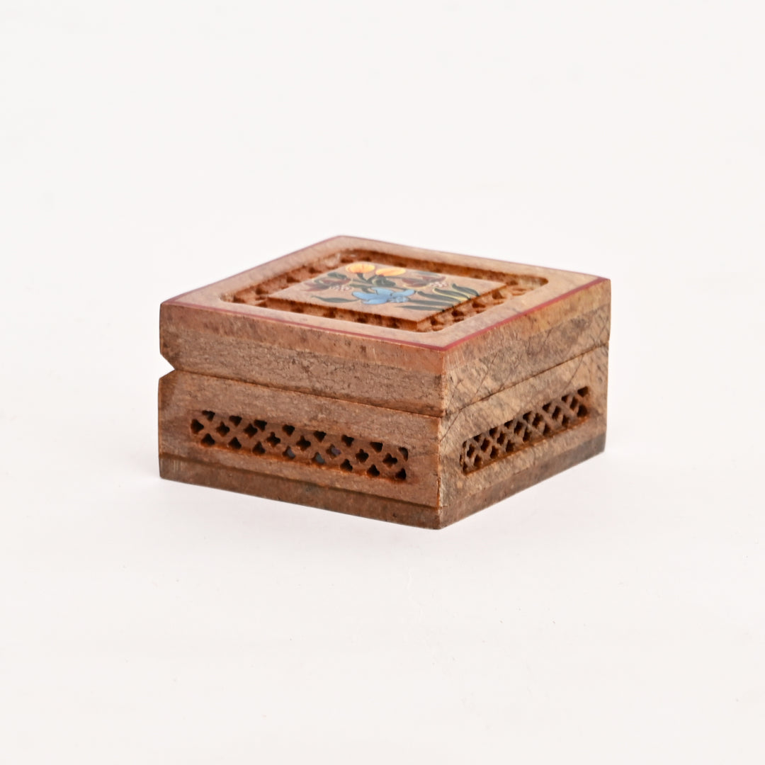 Soapstone Hand-Painted Floral Box
