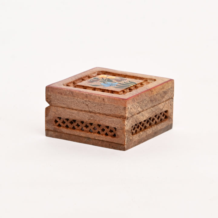 Soapstone Hand-Painted Floral Box