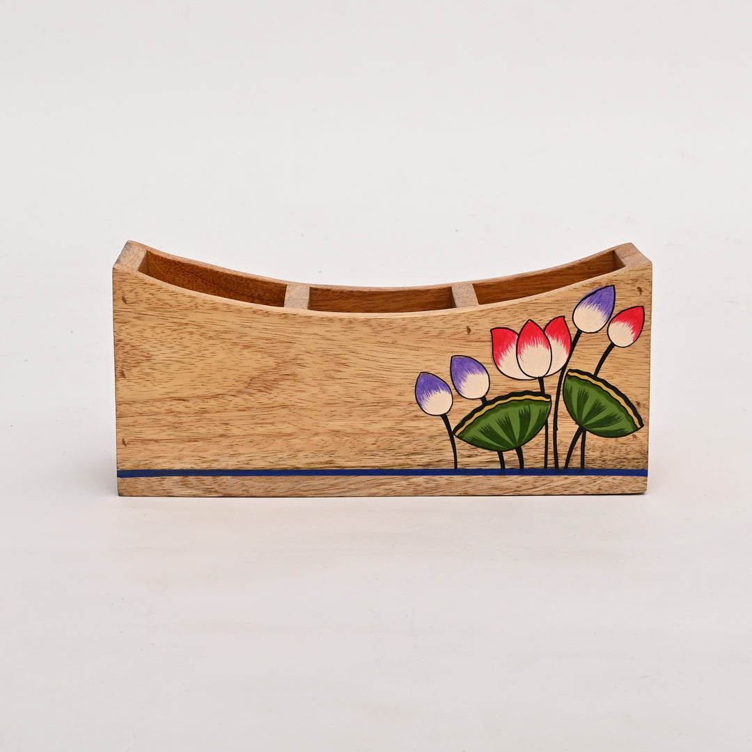 Mango Wood Spoon Stand | Hand painted Utensil Holder
