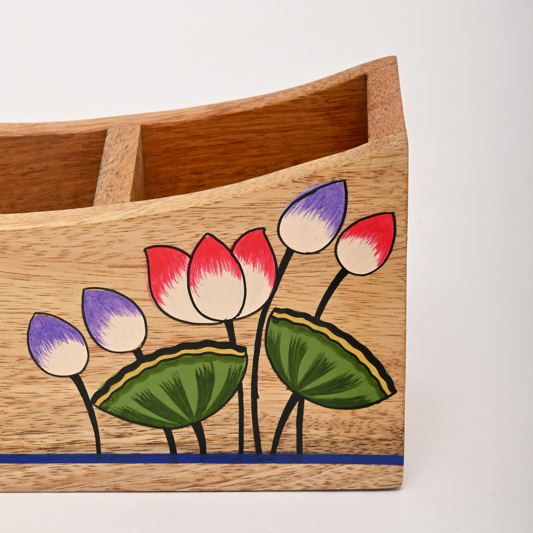Mango Wood Spoon Stand | Hand painted Utensil Holder
