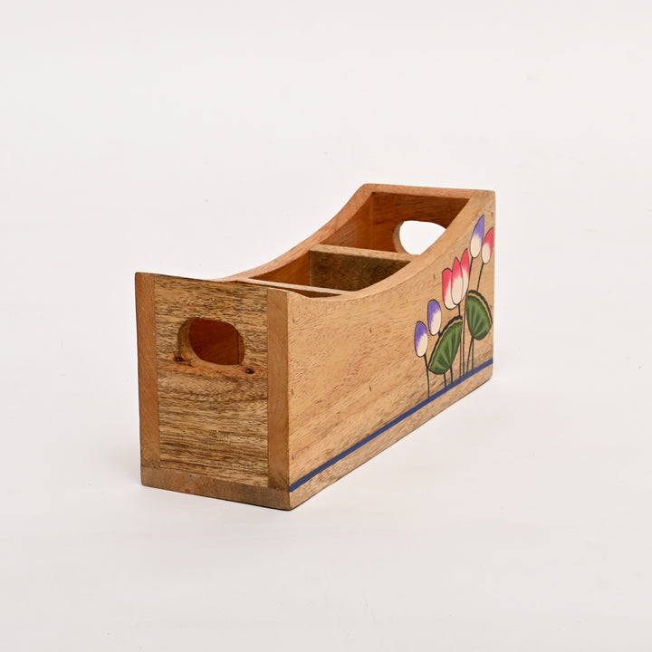 Mango Wood Spoon Stand | Hand painted Utensil Holder