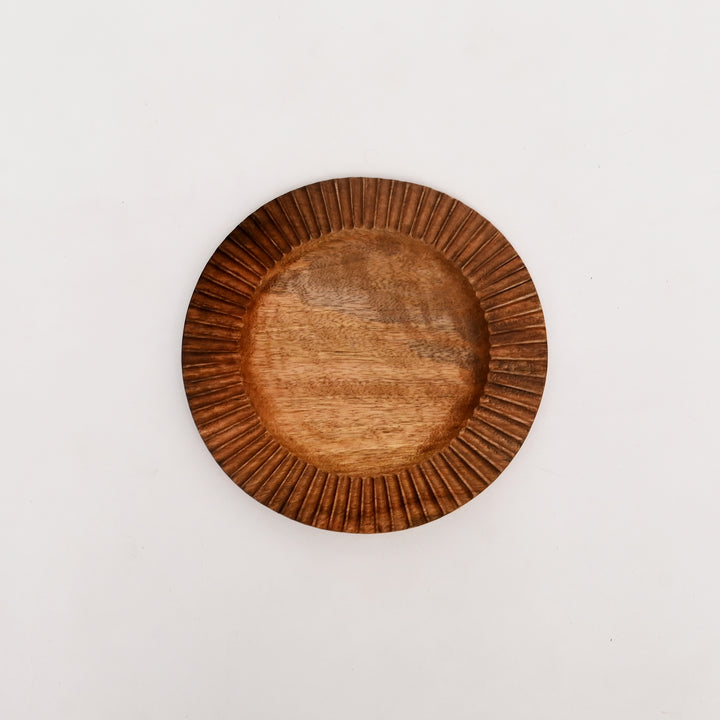 Handcrafted Mango Wood Dinner Plate, 12" |  Natural Finish