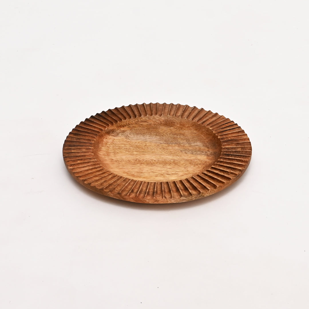 Handcrafted Mango Wood Dinner Plate, 12" |  Natural Finish