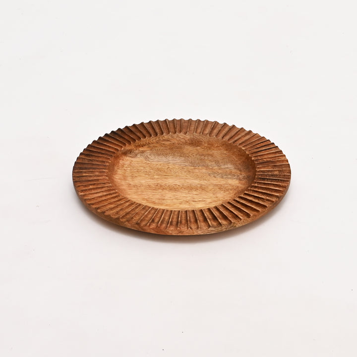 Handcrafted Mango Wood Dinner Plate, 12" |  Natural Finish