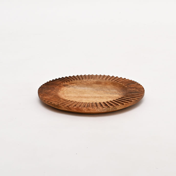 Handcrafted Mango Wood Dinner Plate, 12" |  Natural Finish