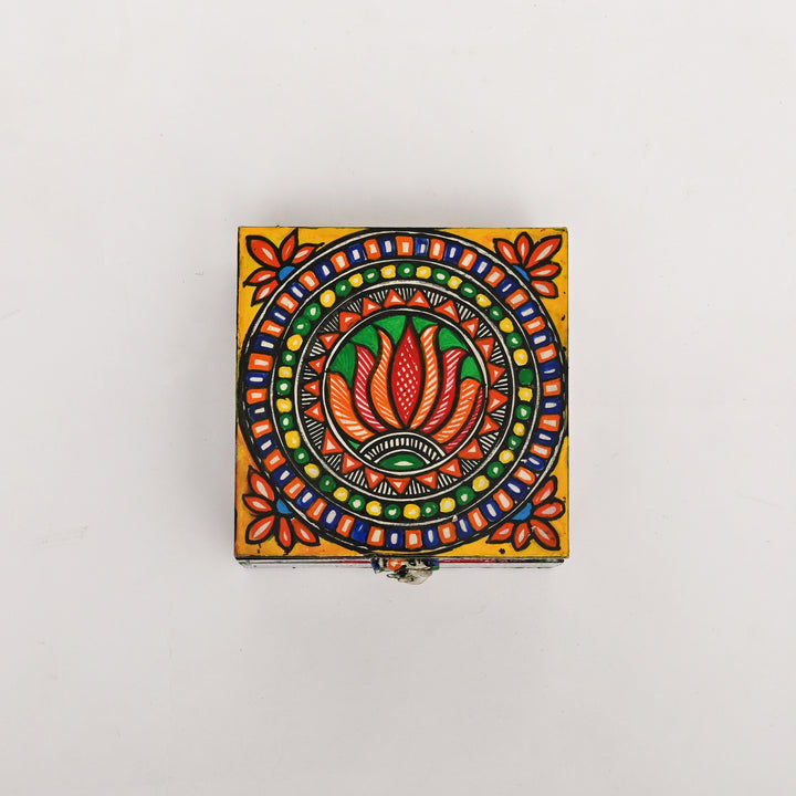 Madhubani Folk Art Jewelry Box | Handpainted MDF Wooden Storage Box