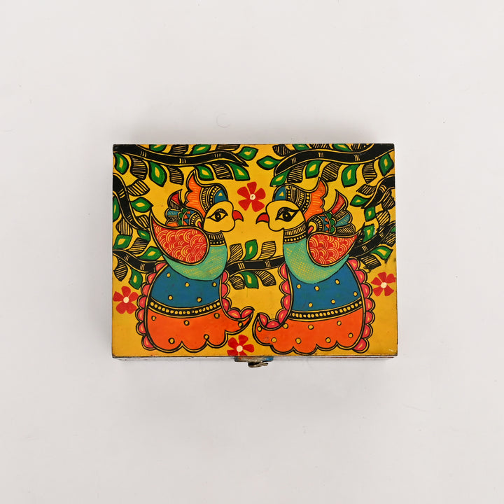 Hand|Painted Wooden Jewellery Box | Madhubani Art | 8x6x3” | Artisan Made