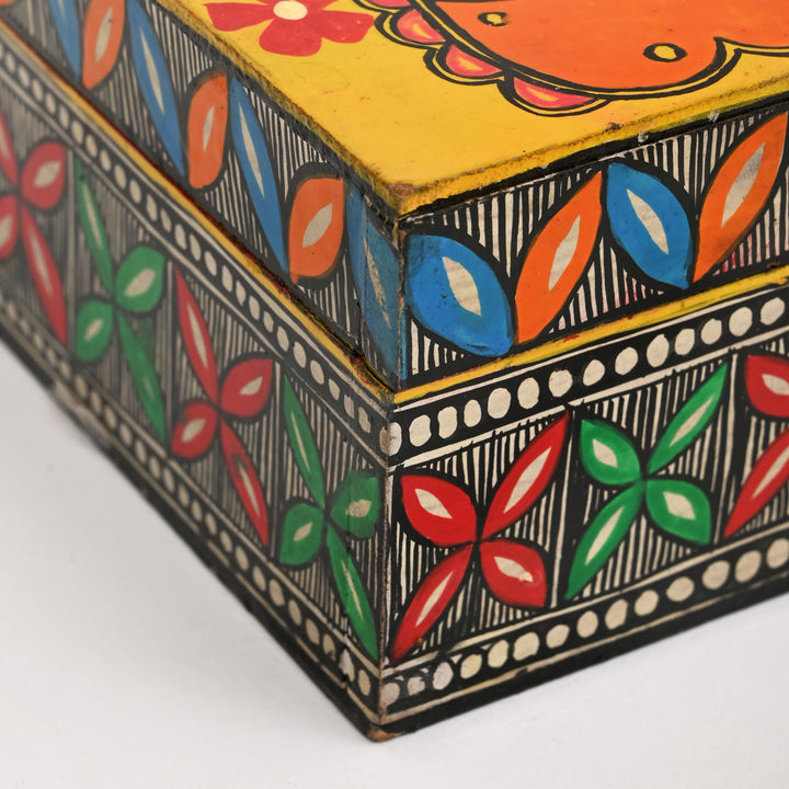 Hand|Painted Wooden Jewellery Box | Madhubani Art | 8x6x3” | Artisan Made