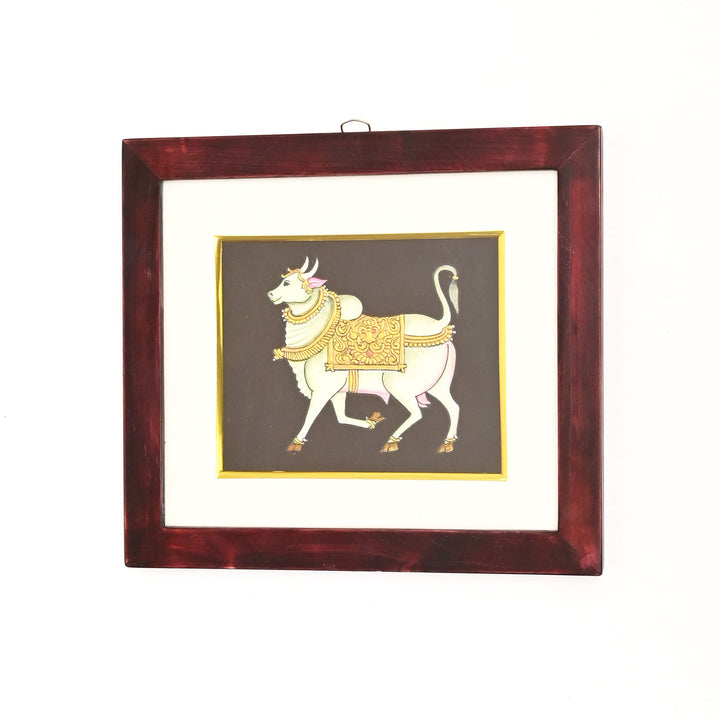 Mysore Traditional Painting | Serene White Bull