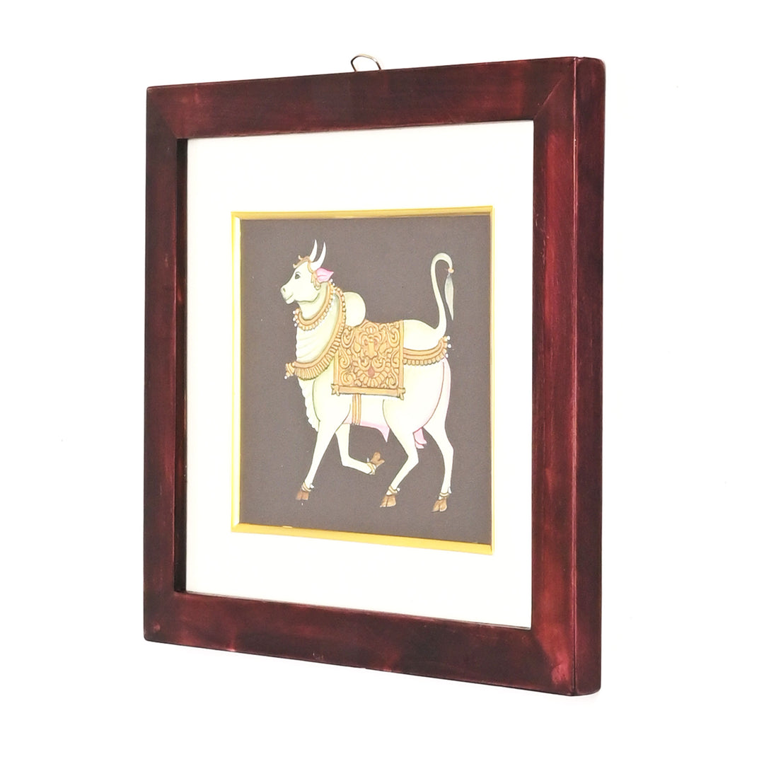 Mysore Traditional Painting | Serene White Bull