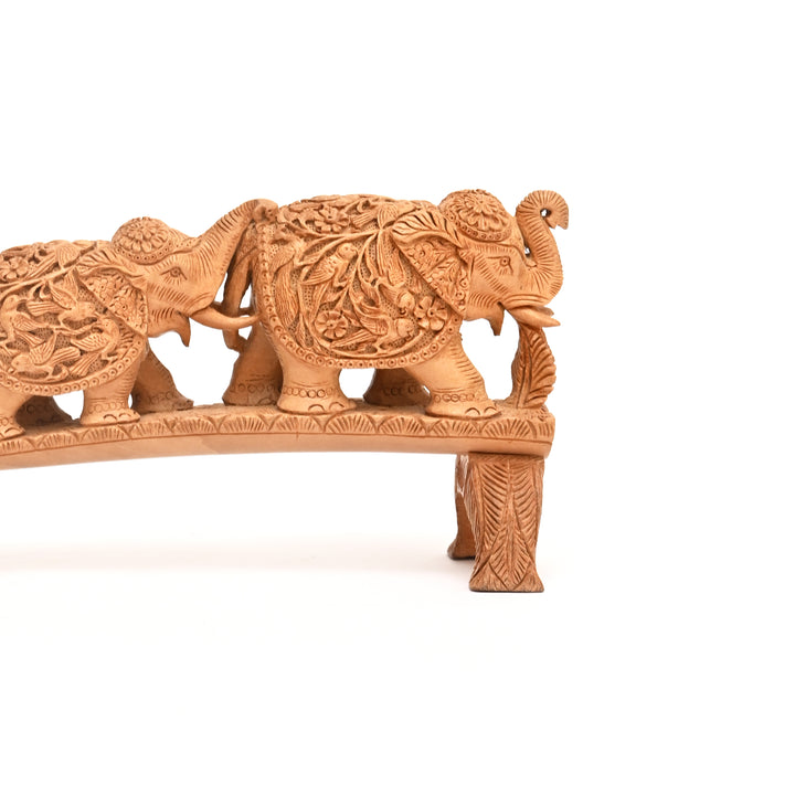 Handcrafted Wooden Elephant Bridge | Accent Decor Piece