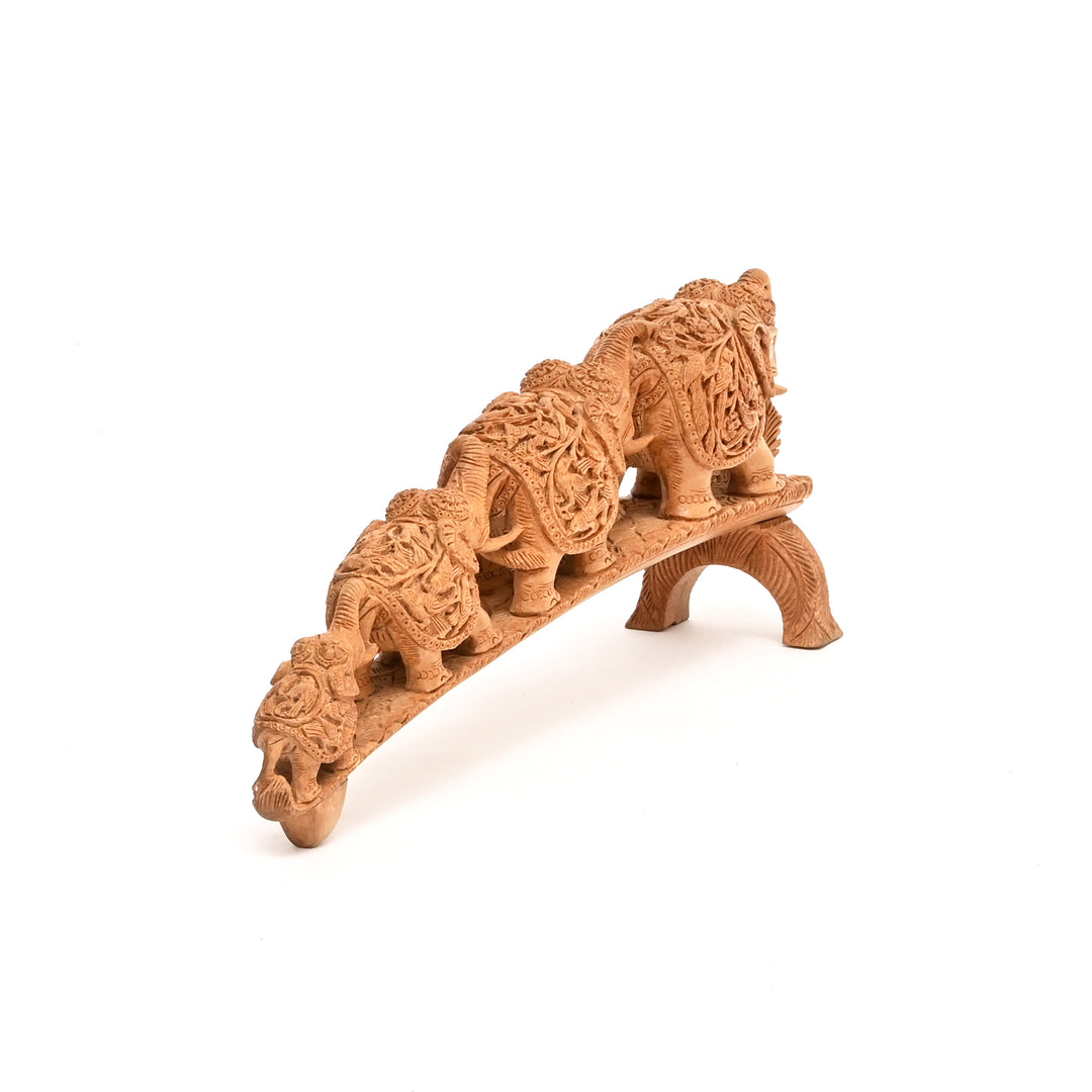 Handcrafted Wooden Elephant Bridge | Accent Decor Piece