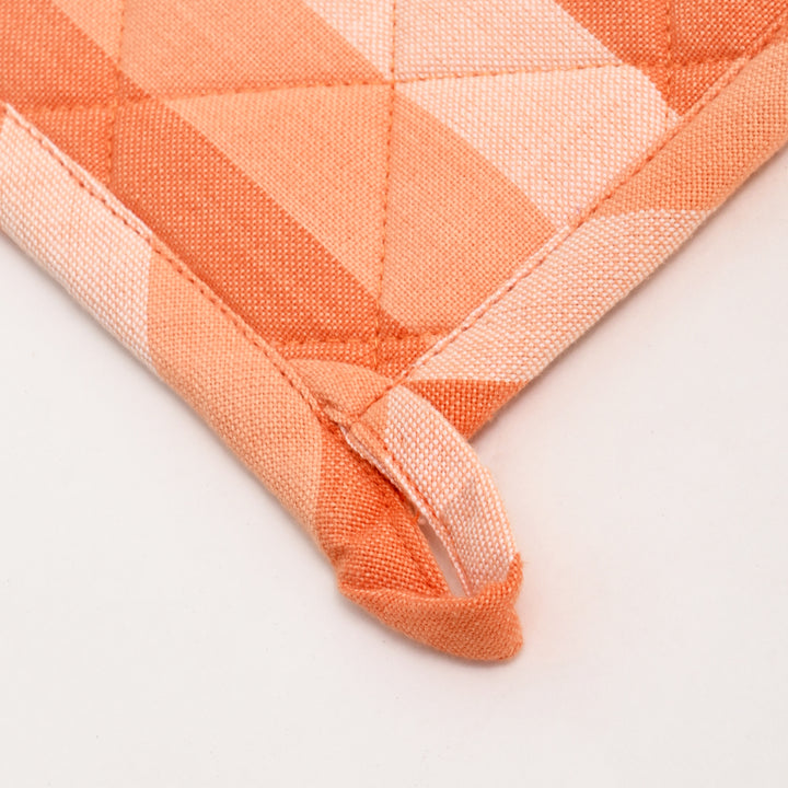 Handloom Cotton Pot Holder | Check Pattern, 8"x8"