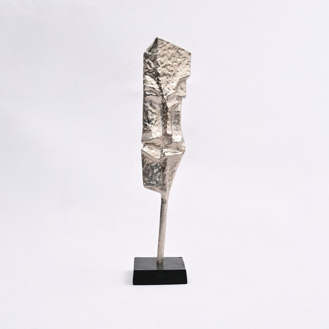 Set of 2 Modern Abstract Aluminum Sculptures with Black Base-22.5" & 21" H