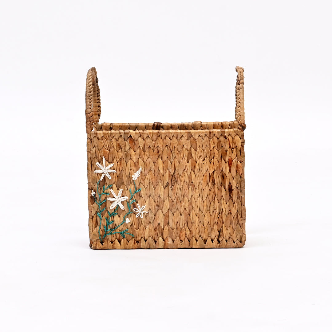 Handwoven Magazine Holder | Sustainable Organizer for Books & Files