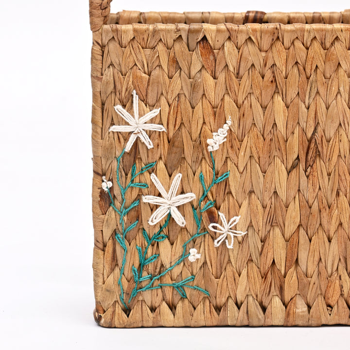 Handwoven Magazine Holder | Sustainable Organizer for Books & Files