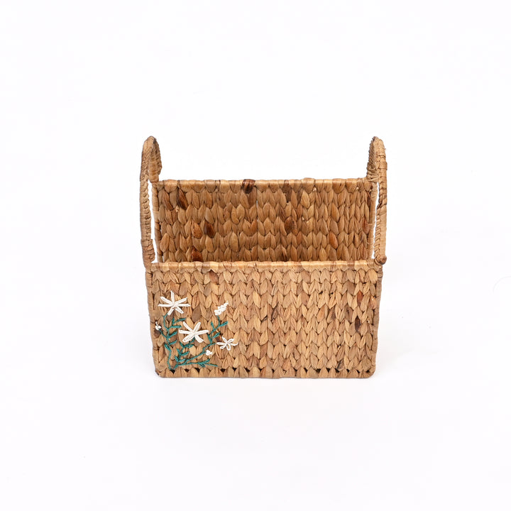 Handwoven Magazine Holder | Sustainable Organizer for Books & Files